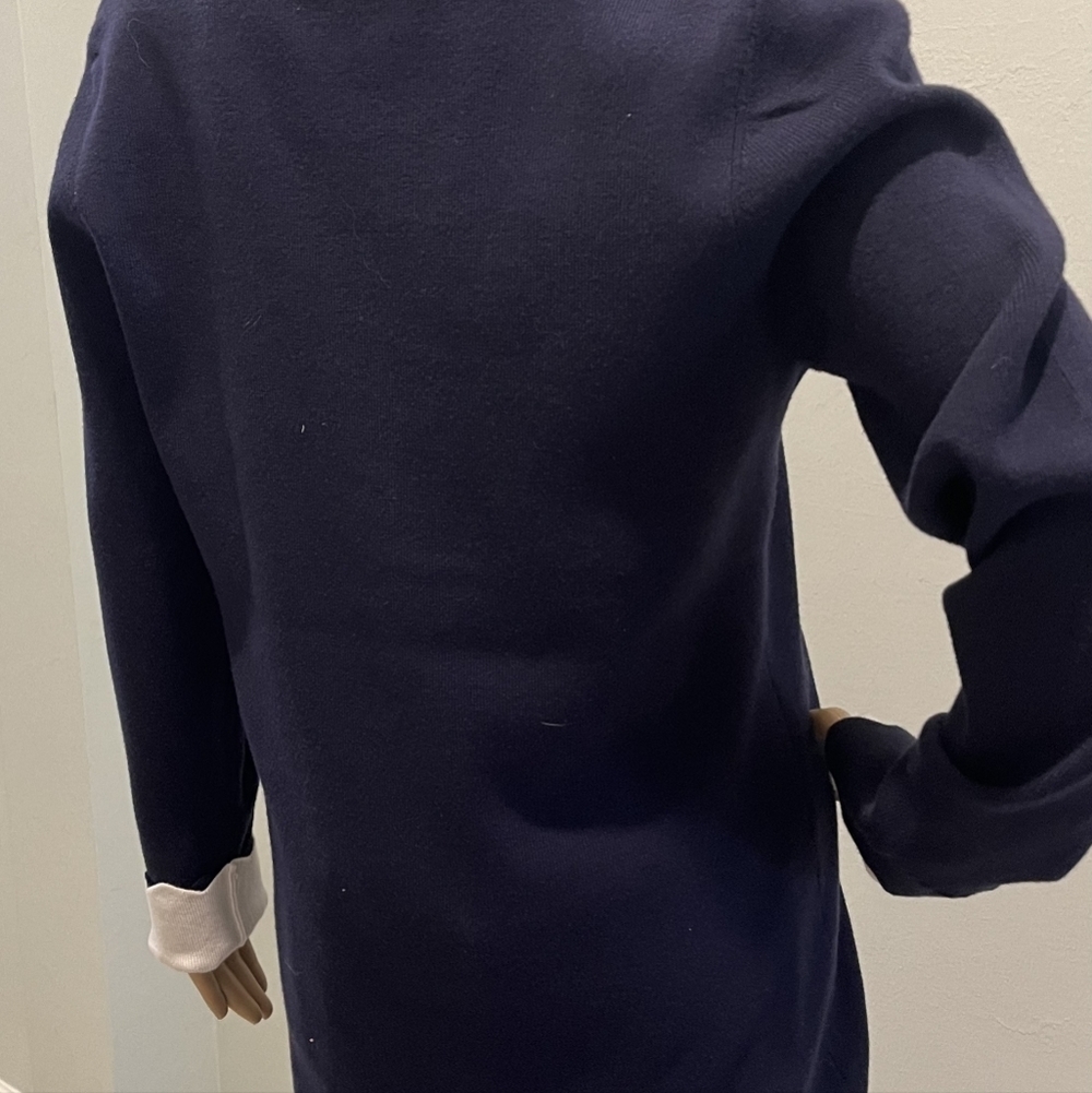 Golbary Navy & White Wave Open Lattice Sweater Knit Tunic Top Size L N… - Picture 11 of 13
